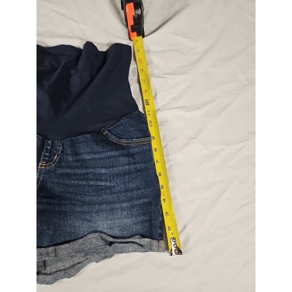 Indigo Blue Maternity Denim Cuffed Shorts Secret Fit Belly Size Large - Picture 6 of 7